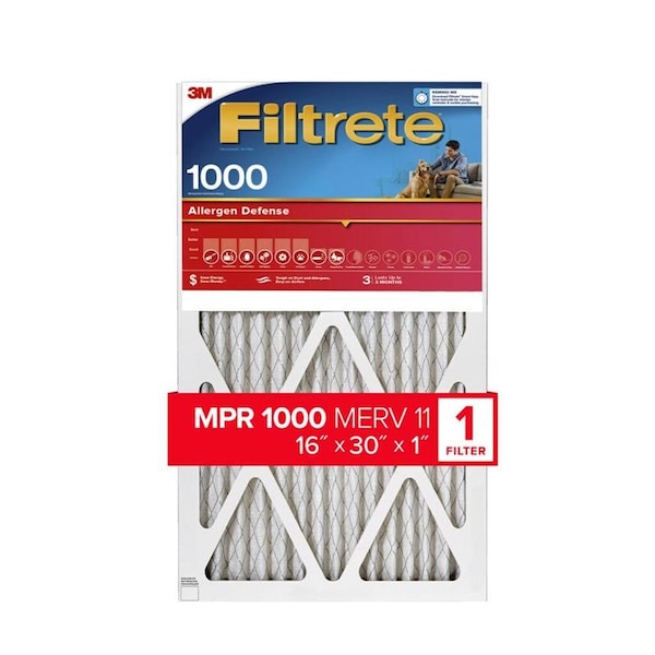 Scotch 16x30x1 Allergen Reduction Pleated Air Filter, MERV 11 AL27-4 - main